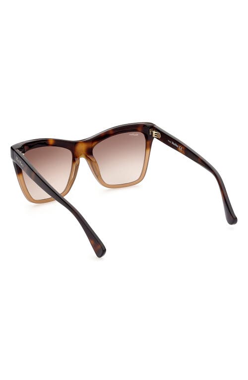 Shop Max Mara 55mm Geometric Sunglasses In Havana/other/gradient Brown