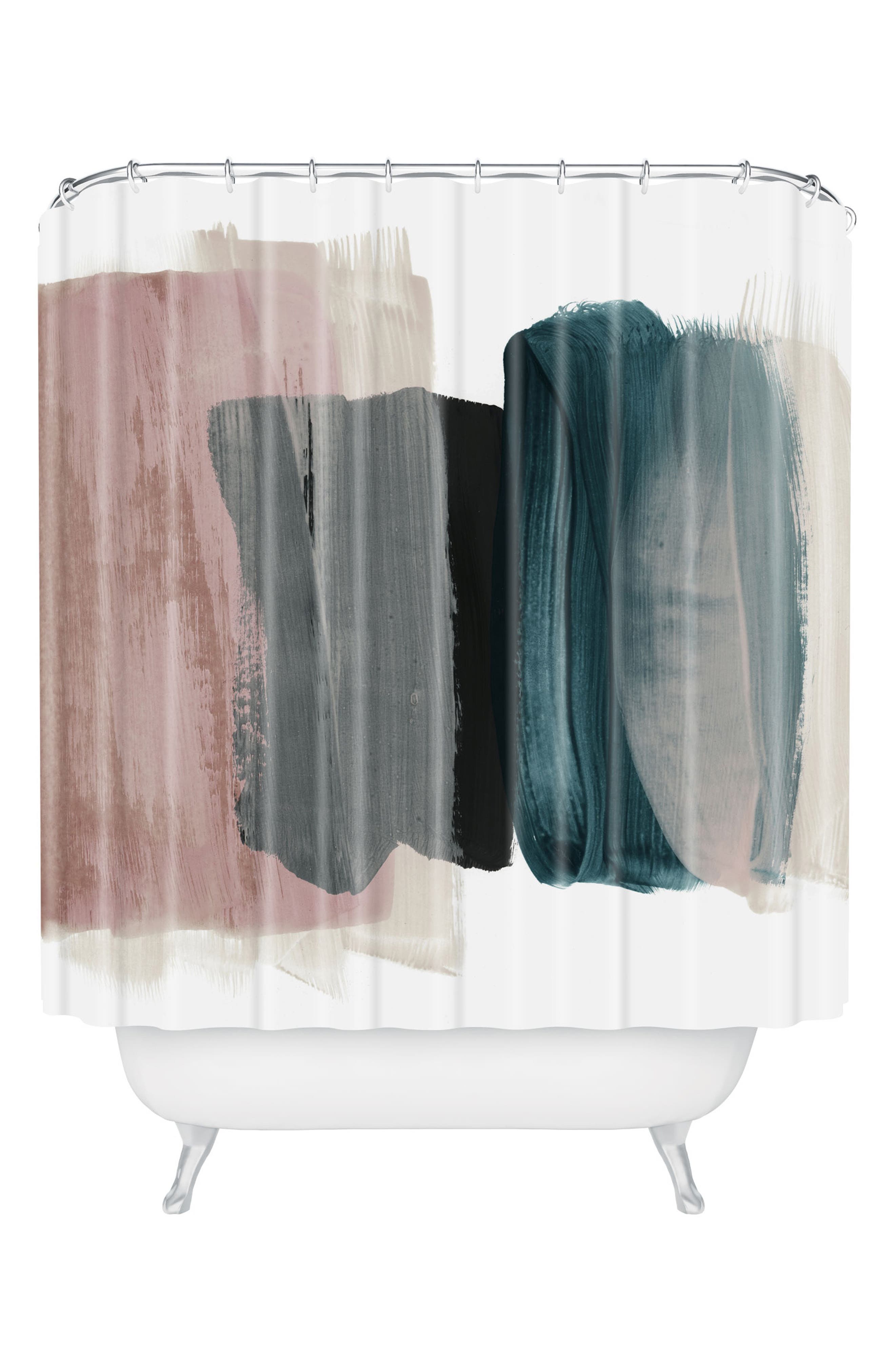 DENY DESIGNS Min 1 Shower Curtain, Main, color, PINK/ BLUE/ WHITE