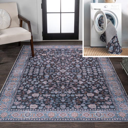 Jonathan Y Kemer All-over Persian Machine-washable Area Rug In Black/blue