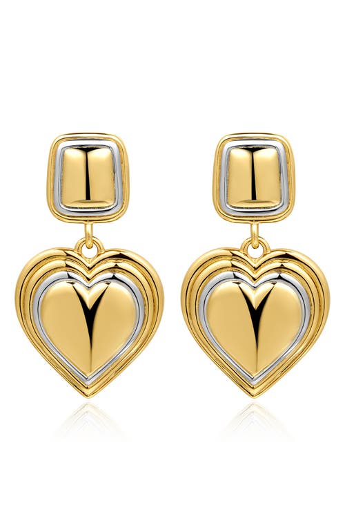 Luv Aj Two-tone Hear Drop Earrings In Gold