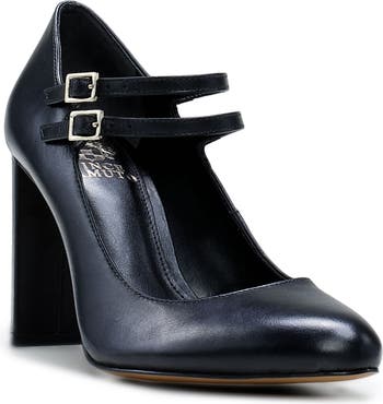 Mary Jane Heeled Pumps for Women Black Patent Ankle Strap 