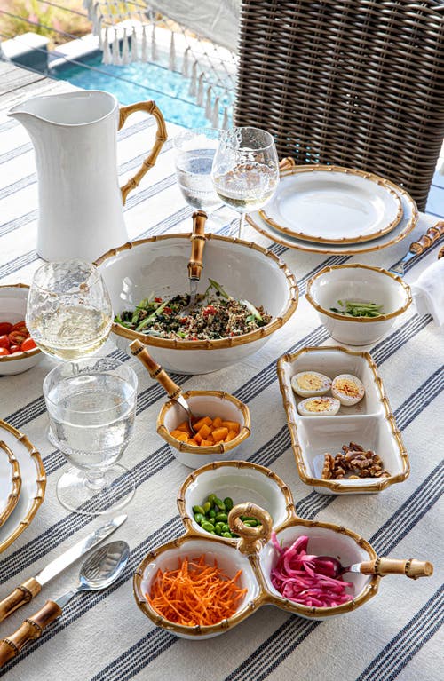 Juliska Ceramic 2-section Server In Bamboo Natural