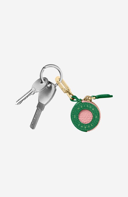 Maison De Sabre Leather Airtag Charm In Emerald Pink