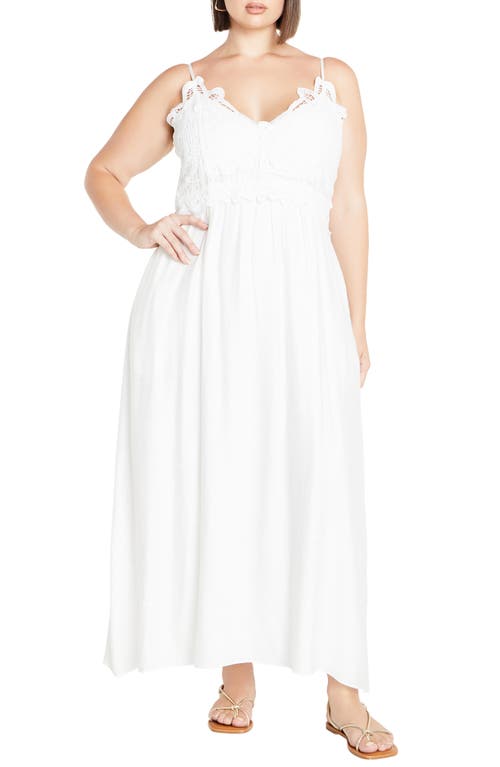City Chic Martina Lace Trim Dress In White