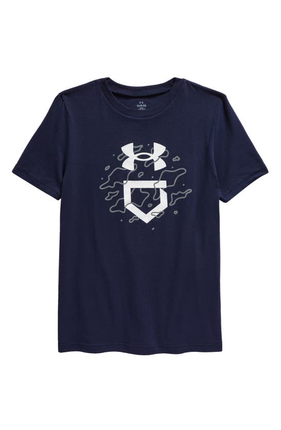 Under Armour Kids' Camo Icon Graphic T-shirt In Midnight Navy / Mod Gray
