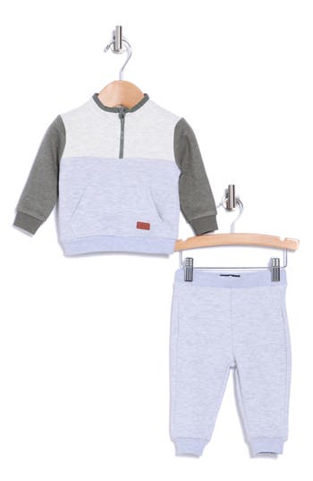 7 For All Mankind Colorblock Sweatshirt & Joggers Set In Heather Grey