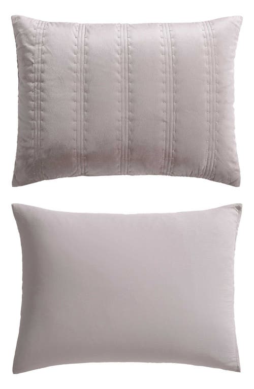 Vera Wang Velvet Linear Stitch Quilt Set In French Clay