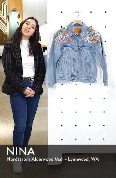 levi denim jacket flowers