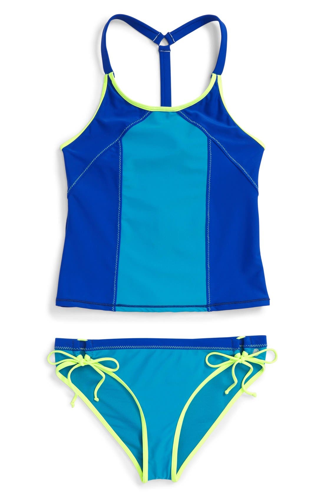Zella Girl Colorblock TwoPiece Tankini Swimsuit (Big Girls) Nordstrom