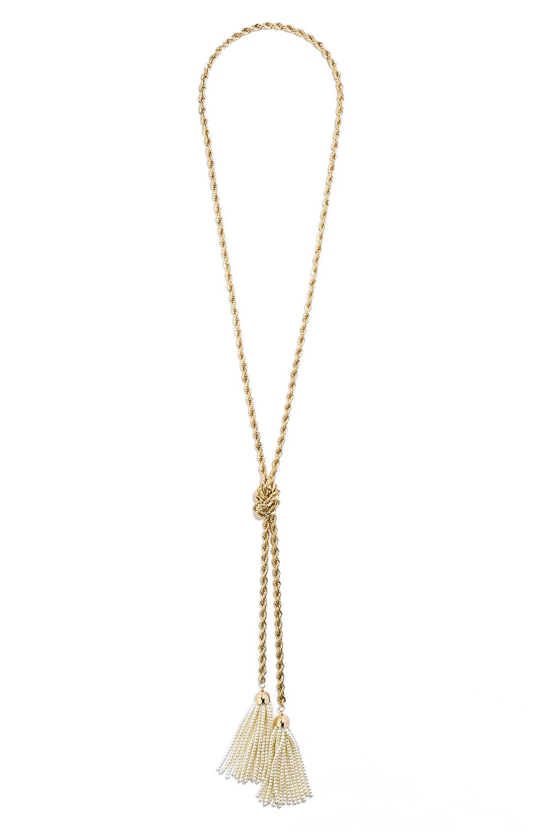 BaubleBar 'Mini Pearl' Tassel Lariat Necklace Nordstrom