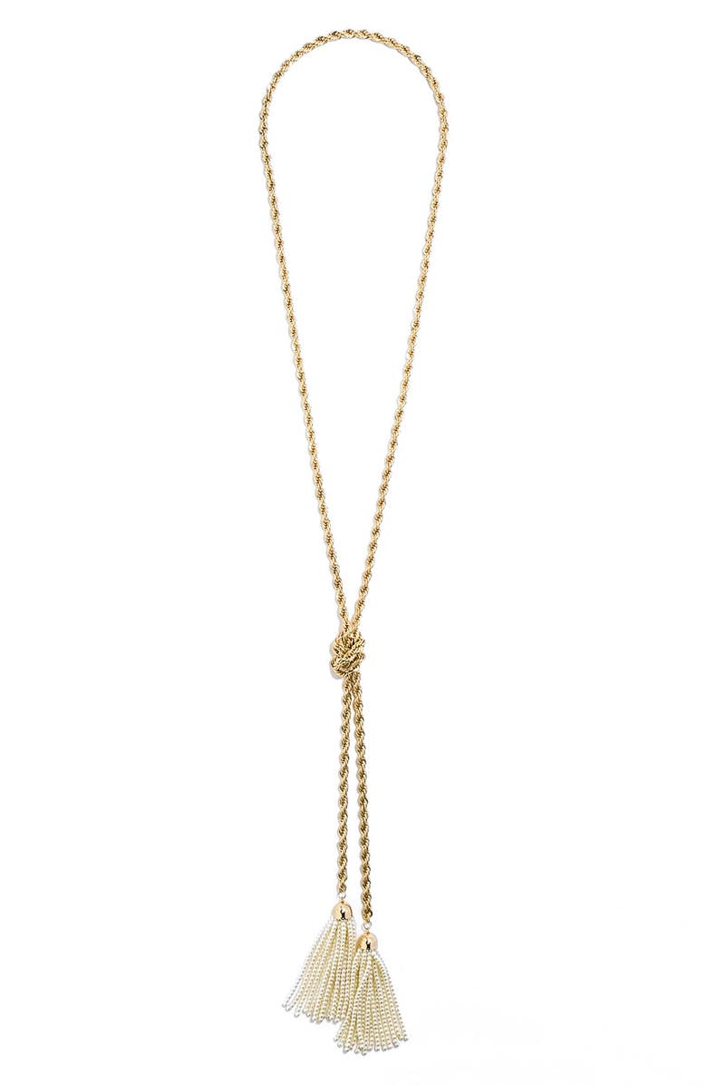 BaubleBar 'Mini Pearl' Tassel Lariat Necklace | Nordstrom