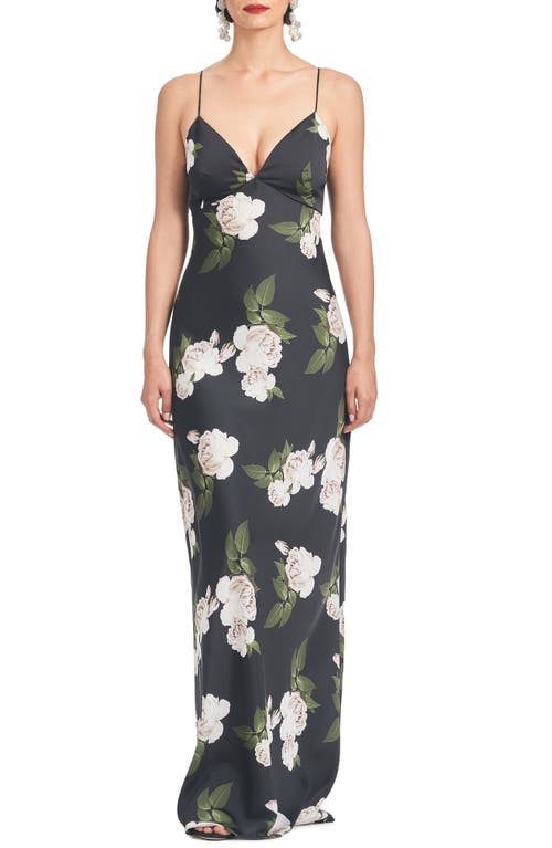 Shop Sachin & Babi Alta Floral A-line Gown In Obsidian Blooms