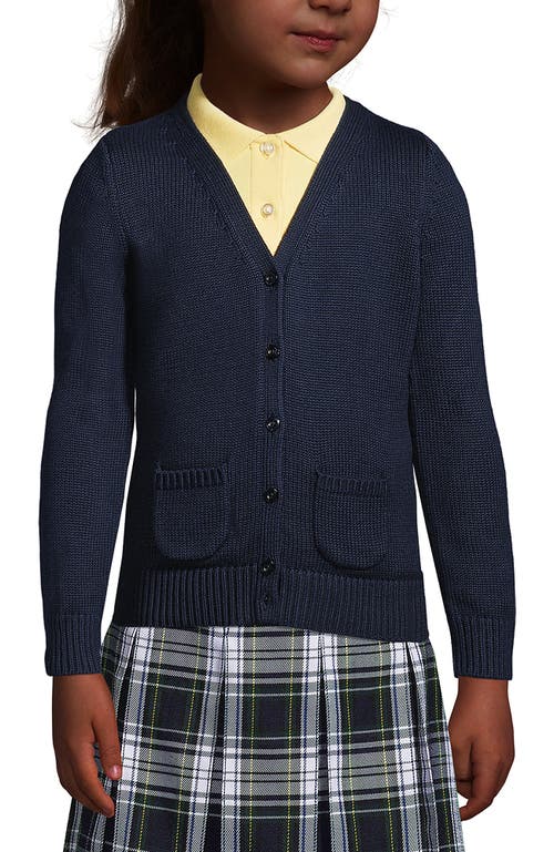 LANDS' END LANDS' END SCHOOL UNIFORM GIRLS COTTON MODAL BUTTON FRONT CARDIGAN SWEATER