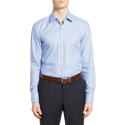 Boss Slim Fit Geometric Travel Dress Shirt - Blue
