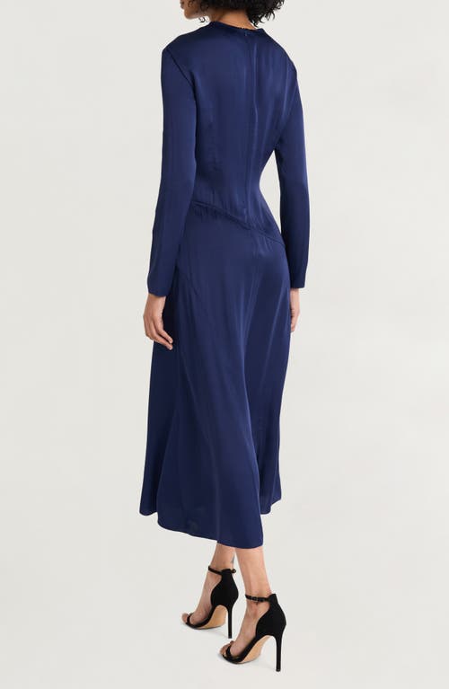 Shop Luxely Funnel Neck Long Sleeve Midi Dress In Evening Blue