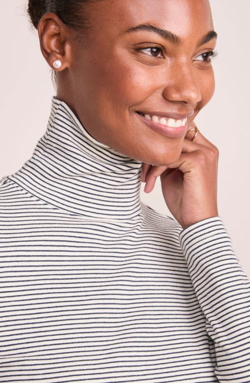 Shop Vineyard Vines Heritage Rib Turtleneck In Stripe - Marshmallow