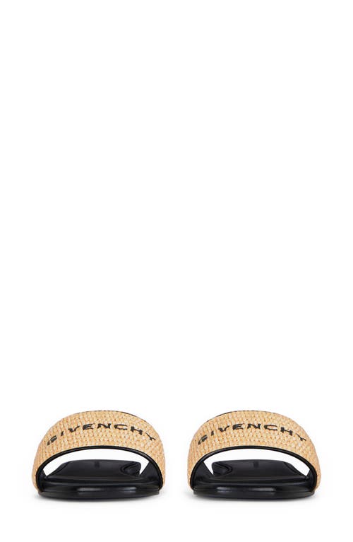 Shop Givenchy Logo Raffia Flat Slide Sandal In Beige/black