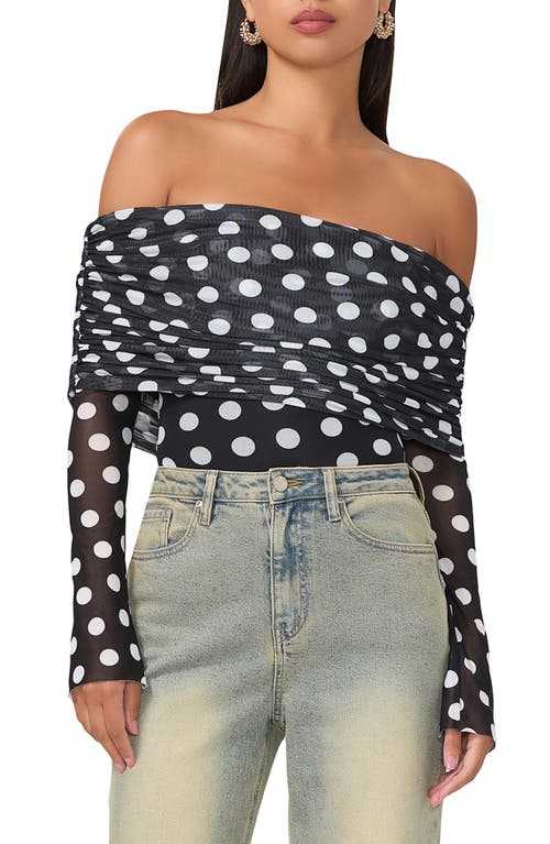 AFRM Maxine Polka Dot Off the Shoulder Bodysuit Diagonal at Nordstrom,