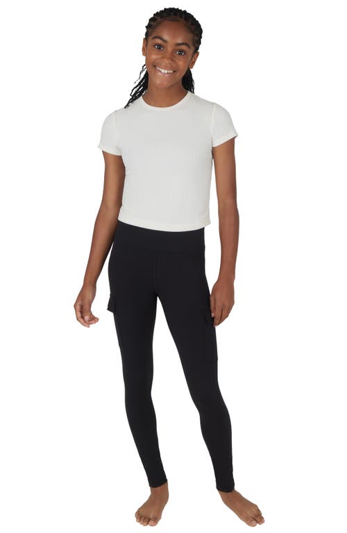 90 Degree By Reflex Kids' 2-pack Cargo Pocket Leggings In Black/black