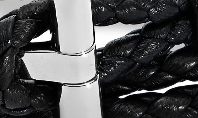 Shop Tom Ford Scoubidou Braided Leather Bracelet In Black/ Silver