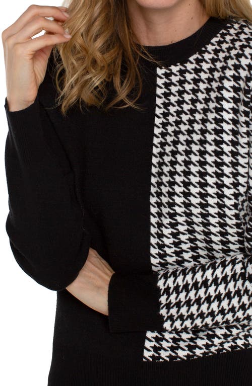 Shop Liverpool Colorblock Houndstooth Check Sweater In Black/white Houndstooth