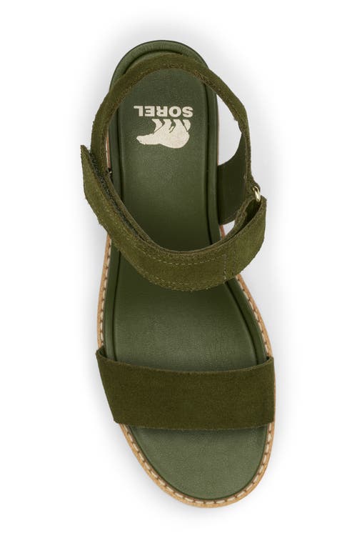 Sorel Women's Joanie Iv Y-strap Wedge Sandals In Utility Green/honey White