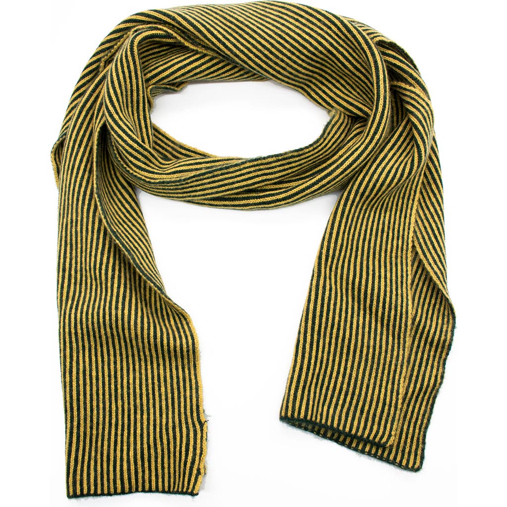 Shop Portolano Stripe Knit Scarf In Forest/mustard