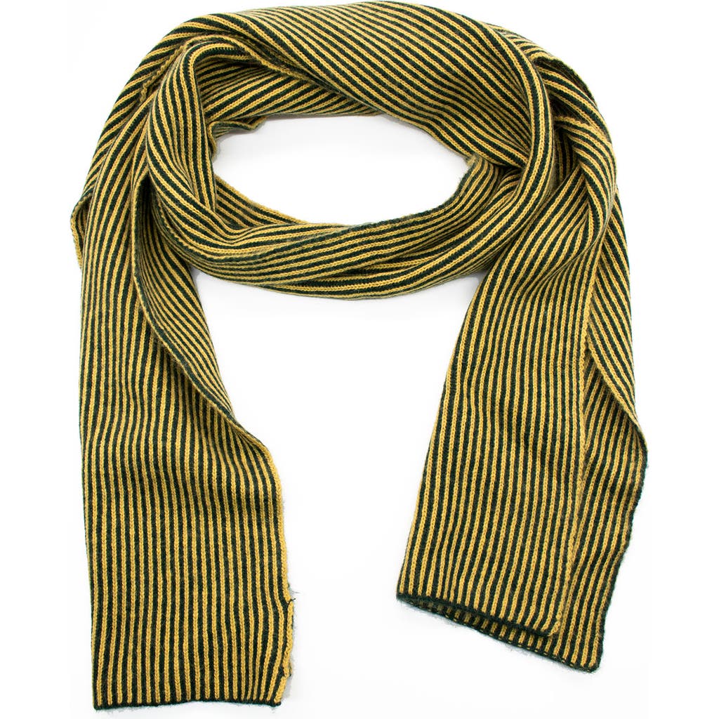 Portolano Stripe Knit Scarf In Forest/mustard
