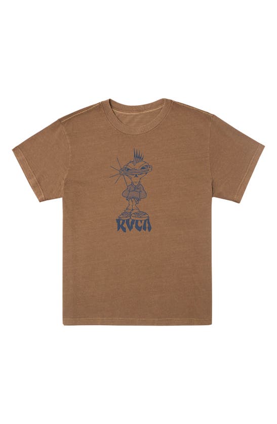 Shop Rvca Believe Cotton Graphic T-shirt In Rawhide
