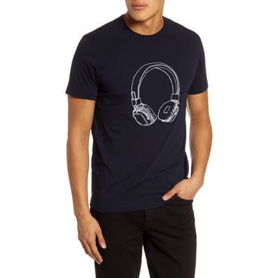 French Connection Headphones Embroidered T-Shirt, Blue