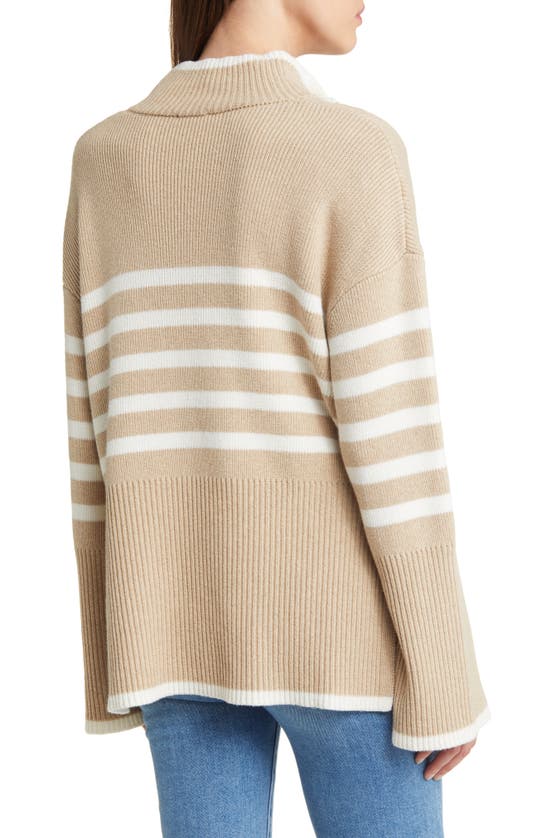 Rails Tessa Striped Zip Sweater In Sand Stripe