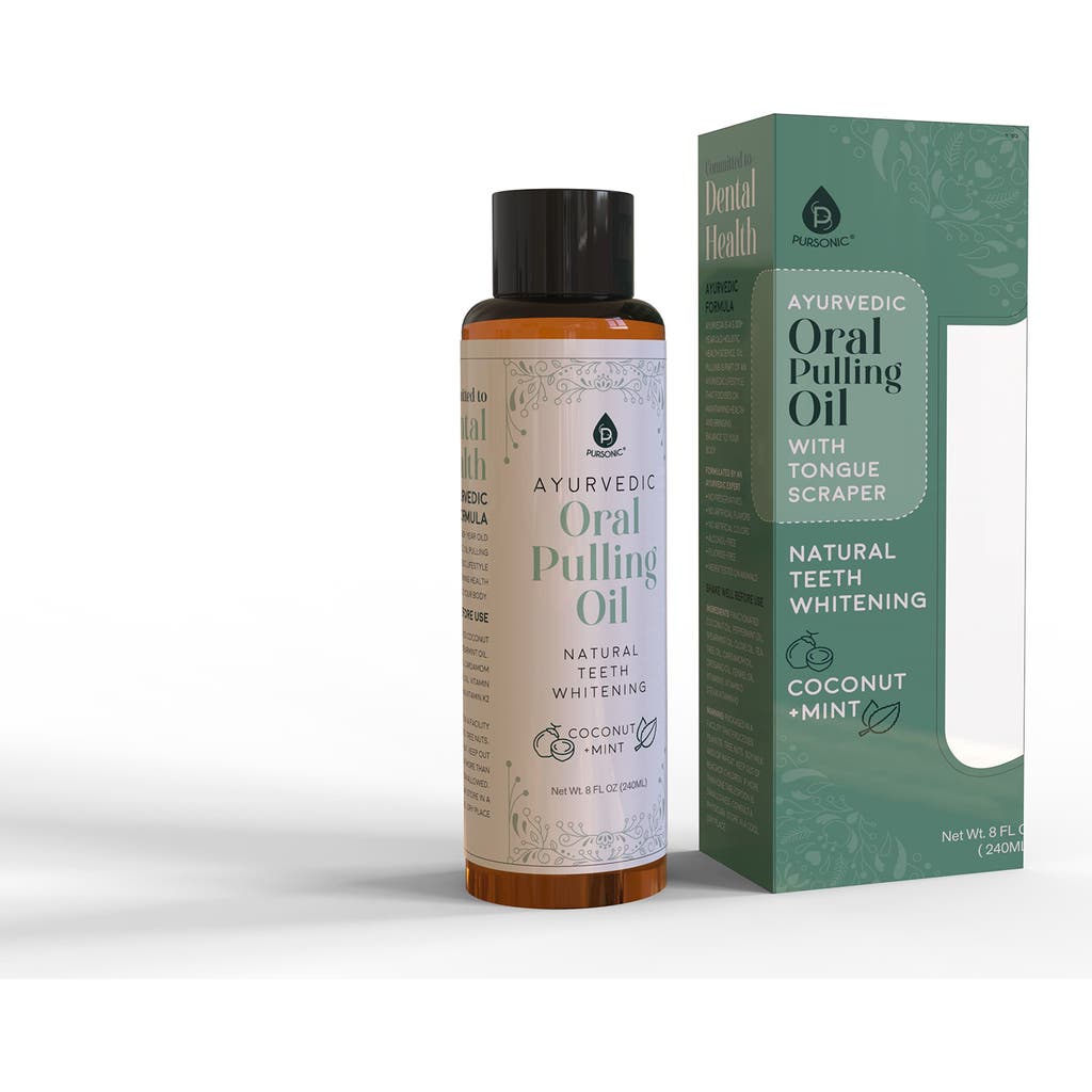 Pursonic Ayurvedic Oral Pulling Oil With Tongue Scraper In Green