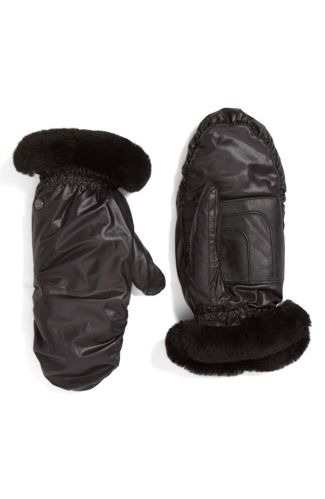 UGG® Genuine Shearling & Leather Mittens Nordstrom