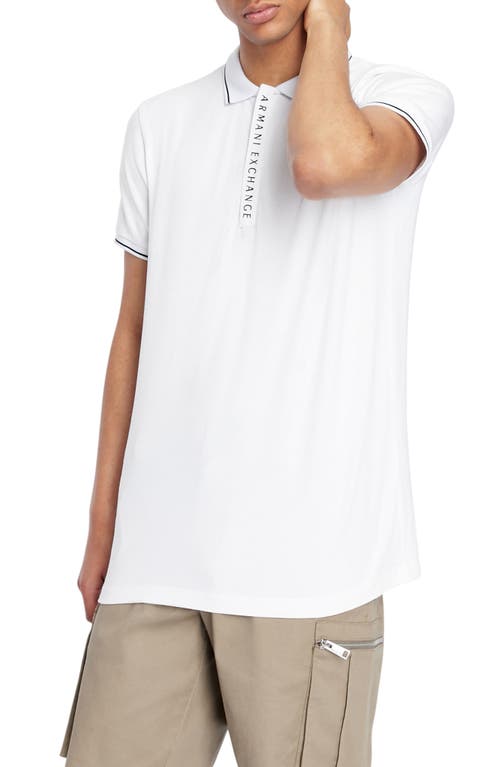Slim Fit Tipped Logo Placket Polo in White