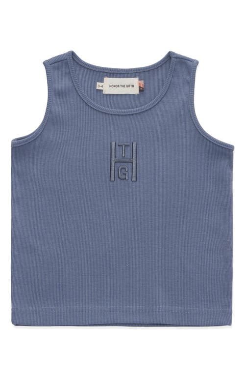 HONOR THE GIFT Kids' Labor Rib Embroidered Logo Tank in Slate