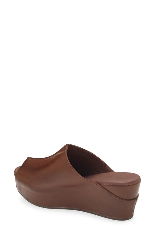 Shop Chocolat Blu Wynn Peep Toe Mule In Dark Brown Leather