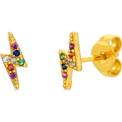 Lesa Michele Multicolor Cubic Zirconia Lightning Bolt Stud Earrings