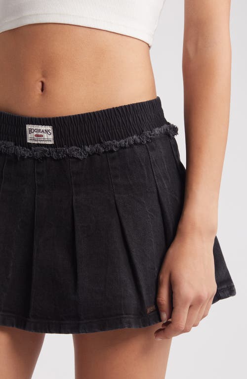 Shop Bdg Urban Outfitters Alexandra Pleated Denim Miniskirt In Black Denim