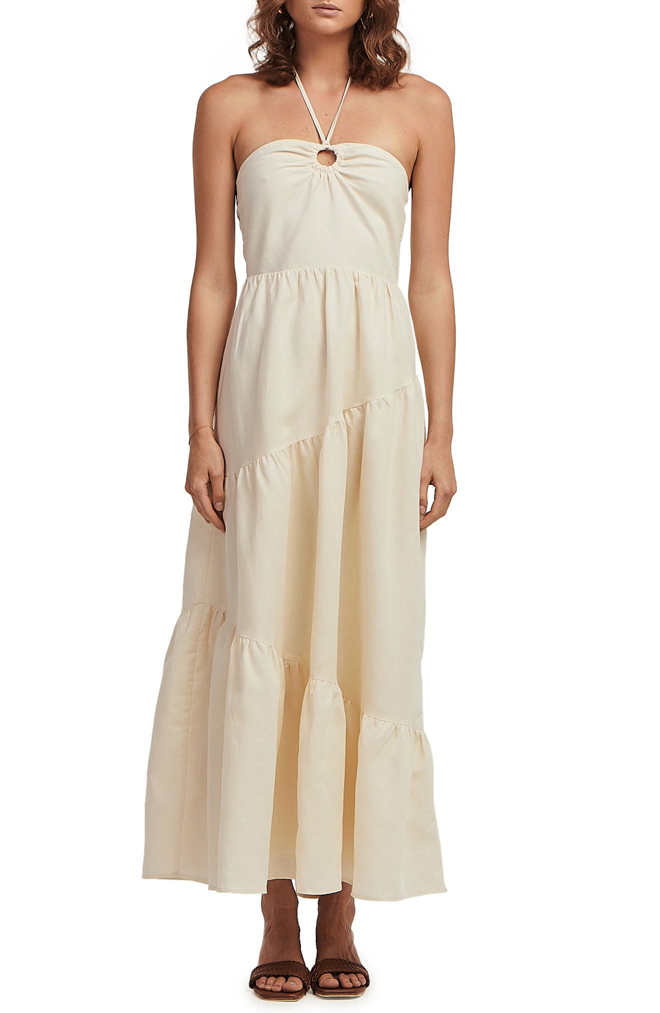 Charlie Holiday Sadie Halter Linen & Cotton Maxi Dress | Nordstrom