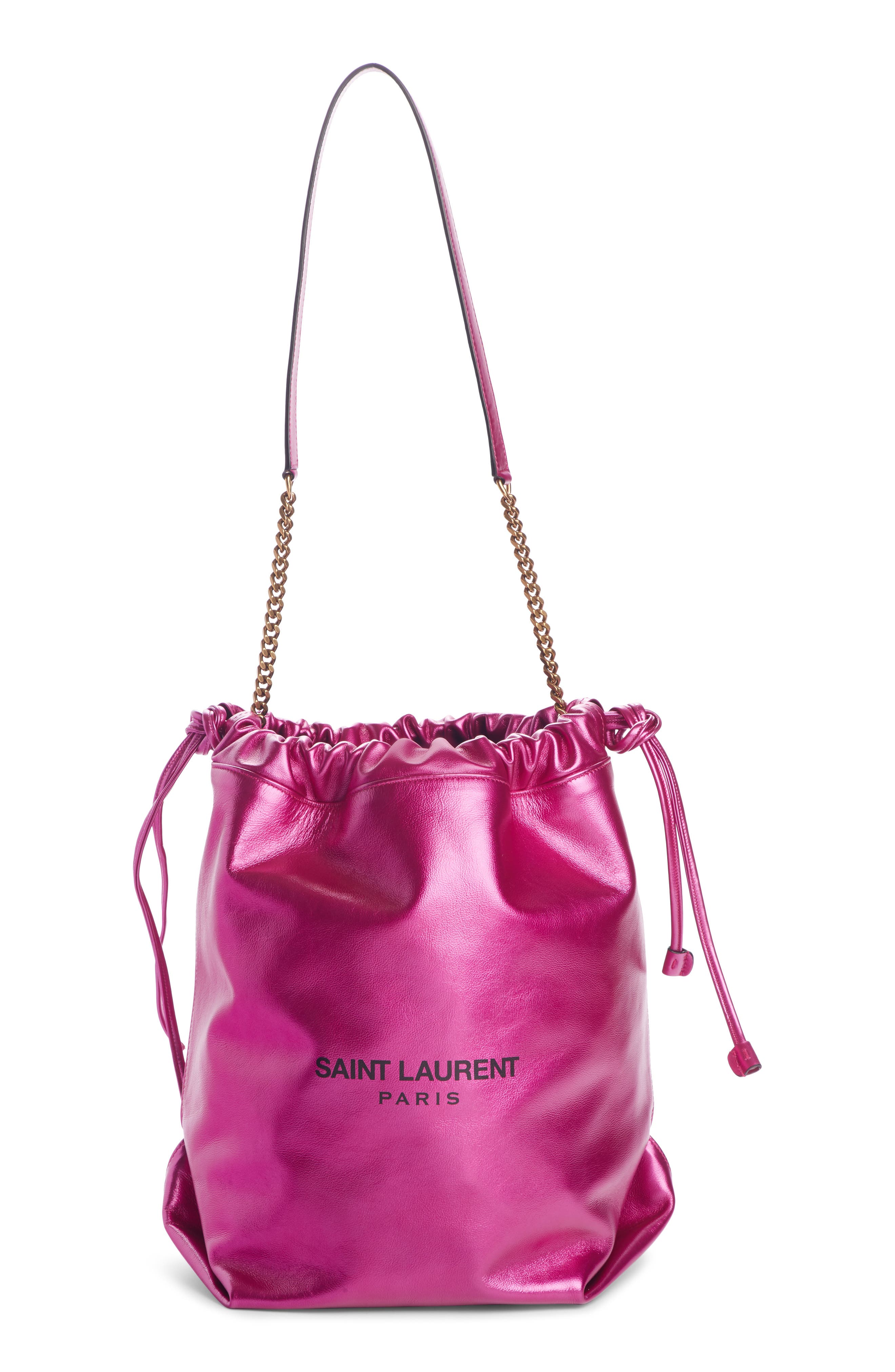 metallic bucket bag