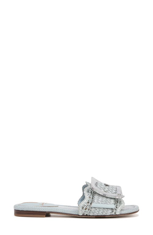 Shop Sam Edelman Bambi Raffia Buckle Slide Sandal In Robin Egg Blue Multi