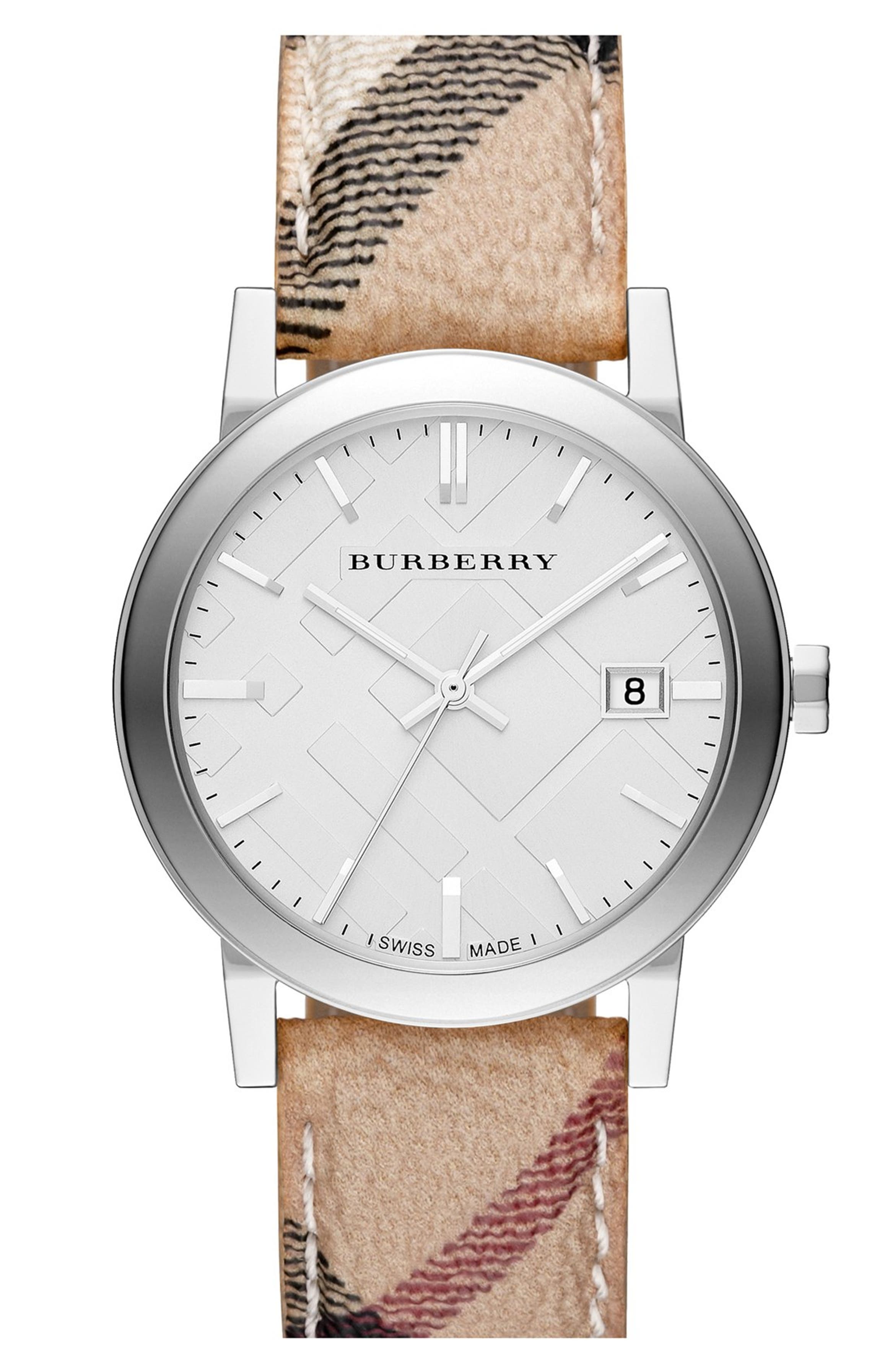 Burberry Large Check Strap Watch, 38mm | Nordstrom