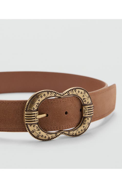 Shop Mango Leather Belt In Brown