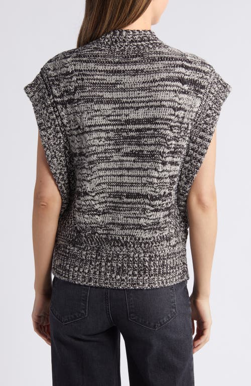 Wit & Wisdom Cable Stitch Mock Neck Sweater Vest In Black/stone Multi