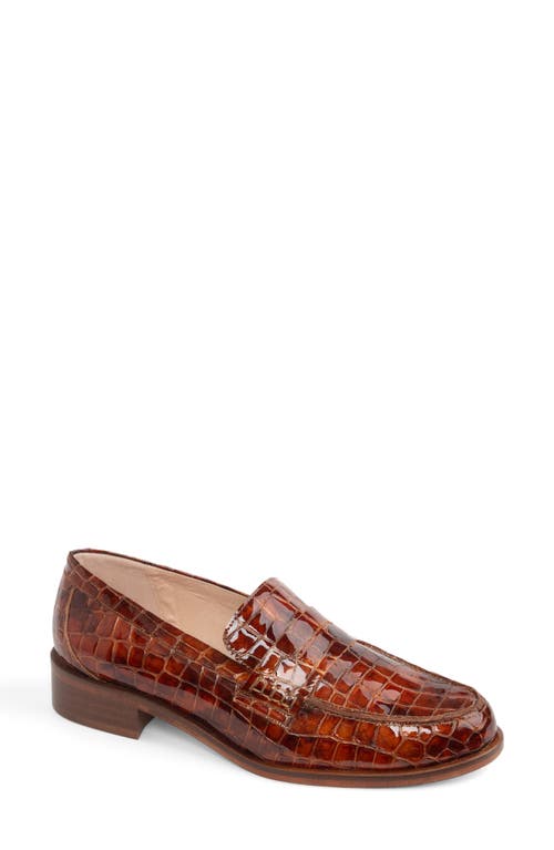 patricia green Vince Croc Embossed Penny Loafer in Cognac Patent Croc 