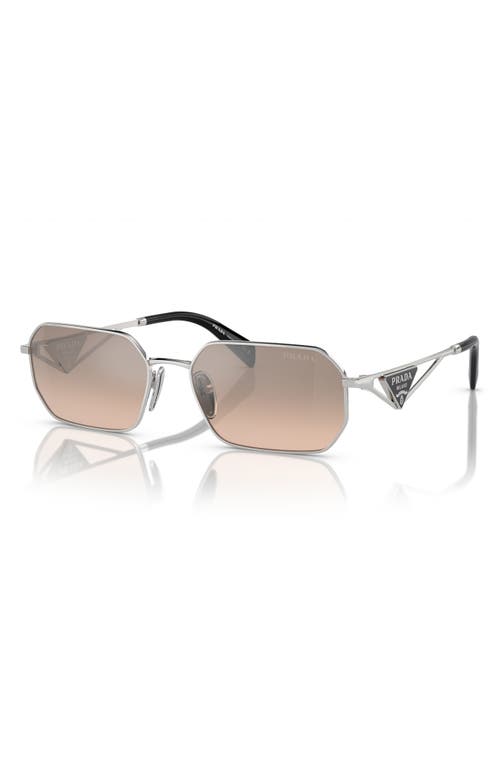 Shop Prada 58mm Rectangular Sunglasses In Pale Gold Brown Mirror/silver