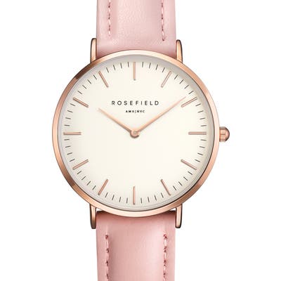 Rosefield Tribeca Leather Strap Watch,
