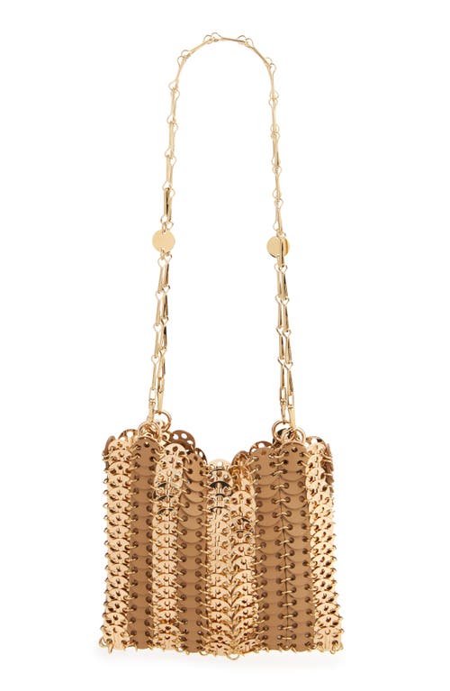 Shop Rabanne Sac Metal & Leather Shoulder Bag In Cappucino/gold