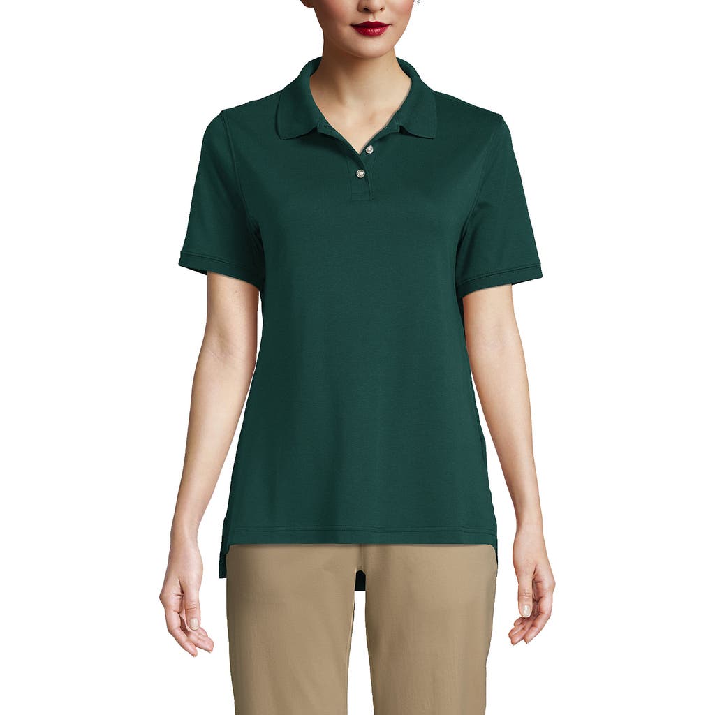 Lands' End School Uniform Short Sleeve Interlock Polo Shirt In Evergreen