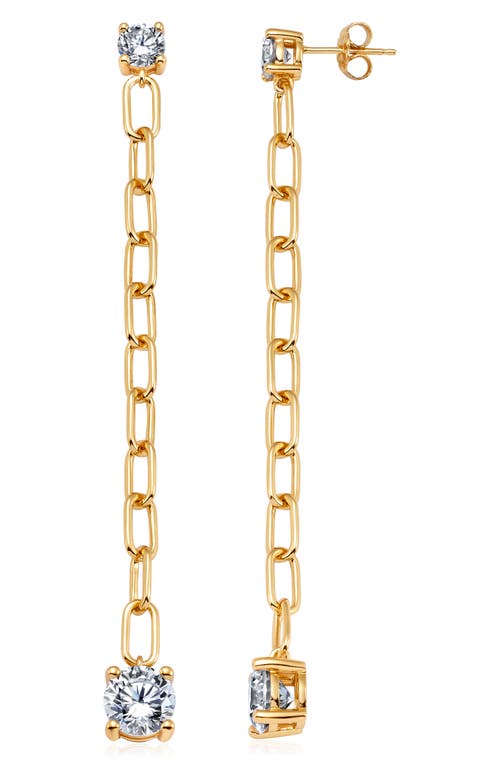 Cubic Zirconia Chain Drop Earrings in Gold